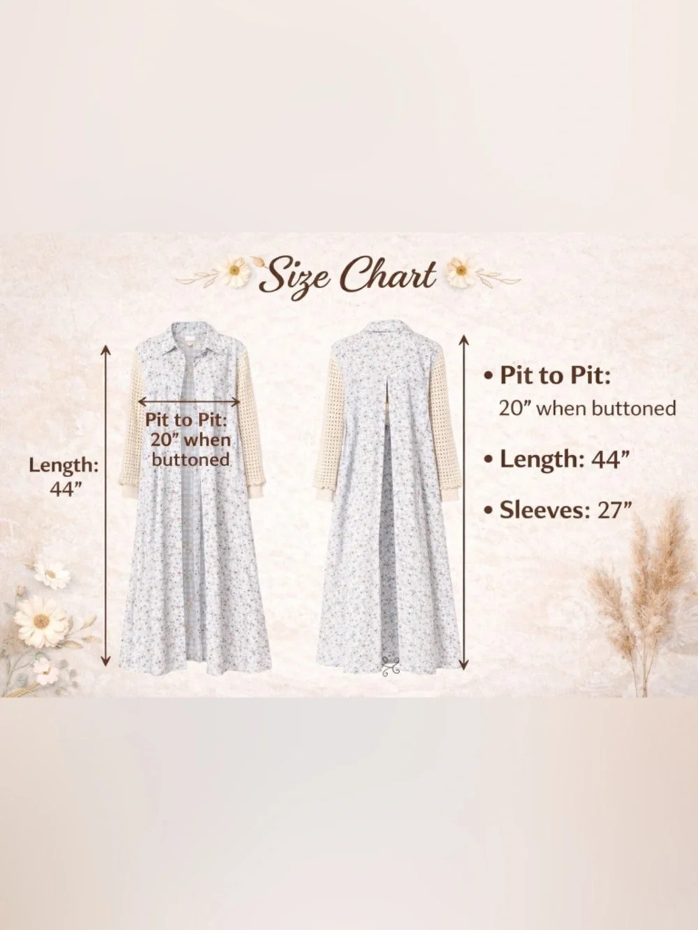 POL Boho Patchwork Duster Dress Crochet Sleeve Longline‎ Shacket Boutique NWOT